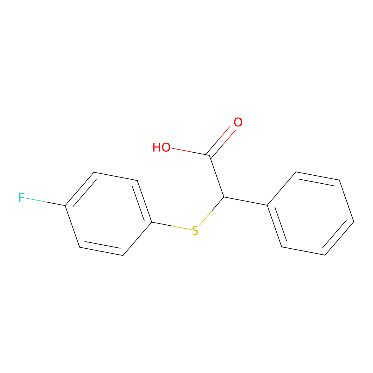 2-[(4-Fluorophenyl)sulfanyl]-2-phenylacetic acid molecular structure, CAS 1016502-68-3