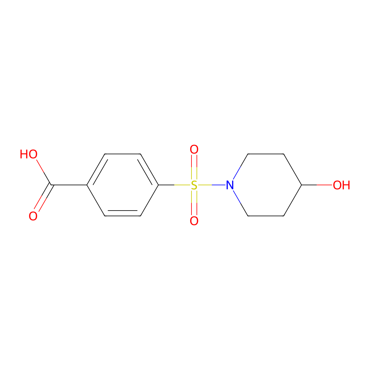 4-((4-Hydroxypiperidin-1-yl)sulfonyl)benzoic acid molecular structure, CAS 1016503-99-3
