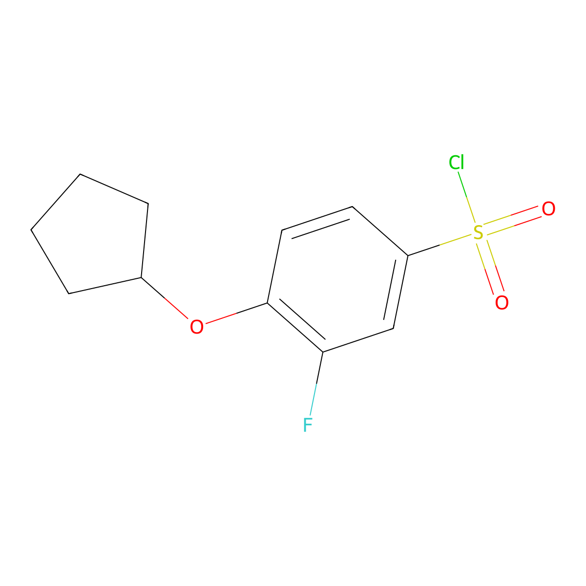 4-(Cyclopentyloxy)-3-fluorobenzene-1-sulfonyl chloride molecular structure, CAS 1016504-07-6