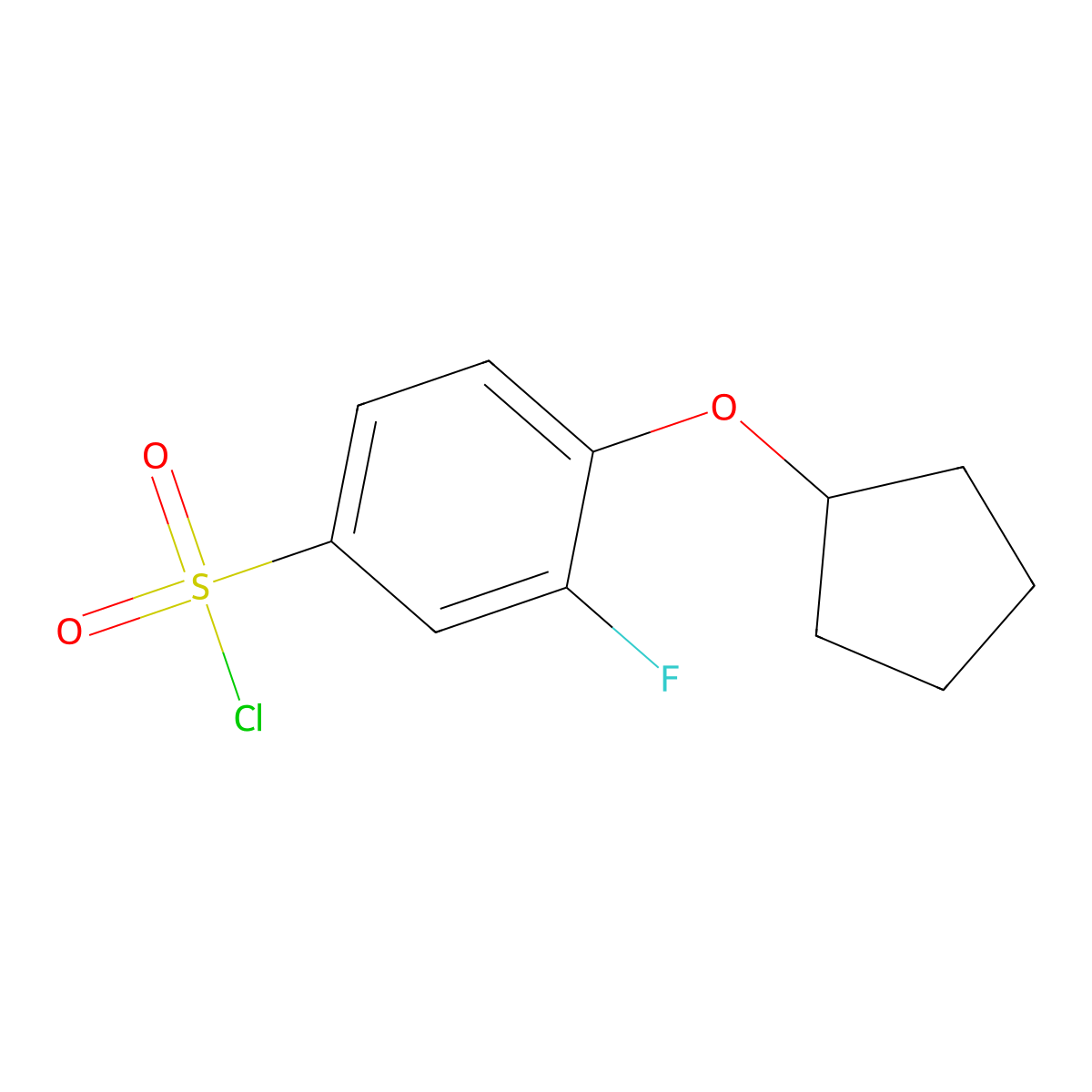 4-(Cyclopentyloxy)-3-fluorobenzene-1-sulfonyl chloride molecular structure, CAS 1016504-07-6
