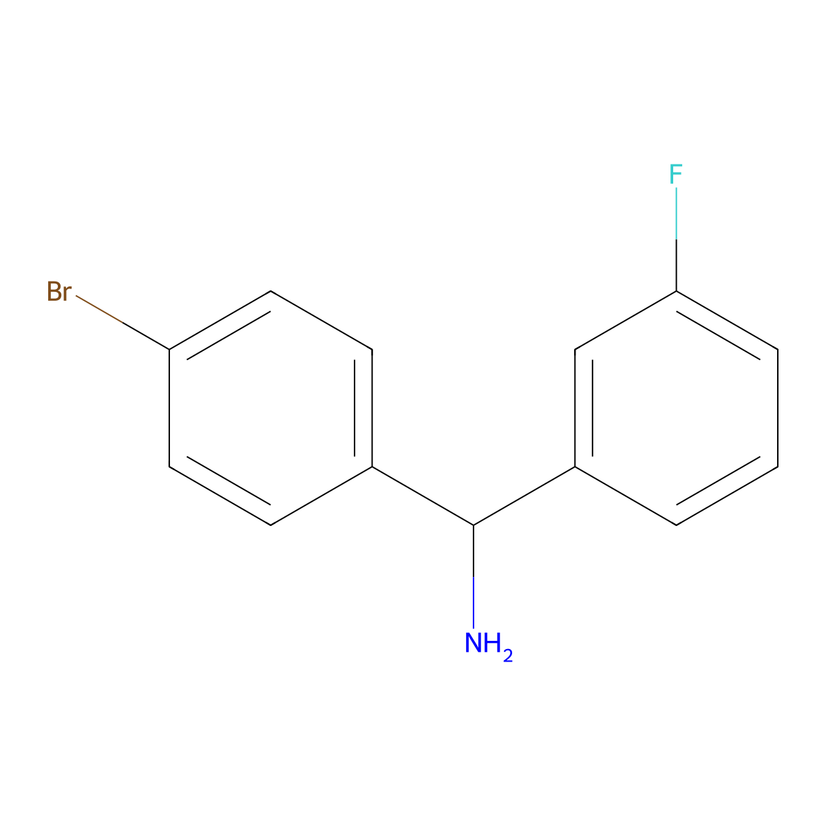 (4-Bromophenyl)(3-fluorophenyl)methanamine molecular structure, CAS 1016506-84-5