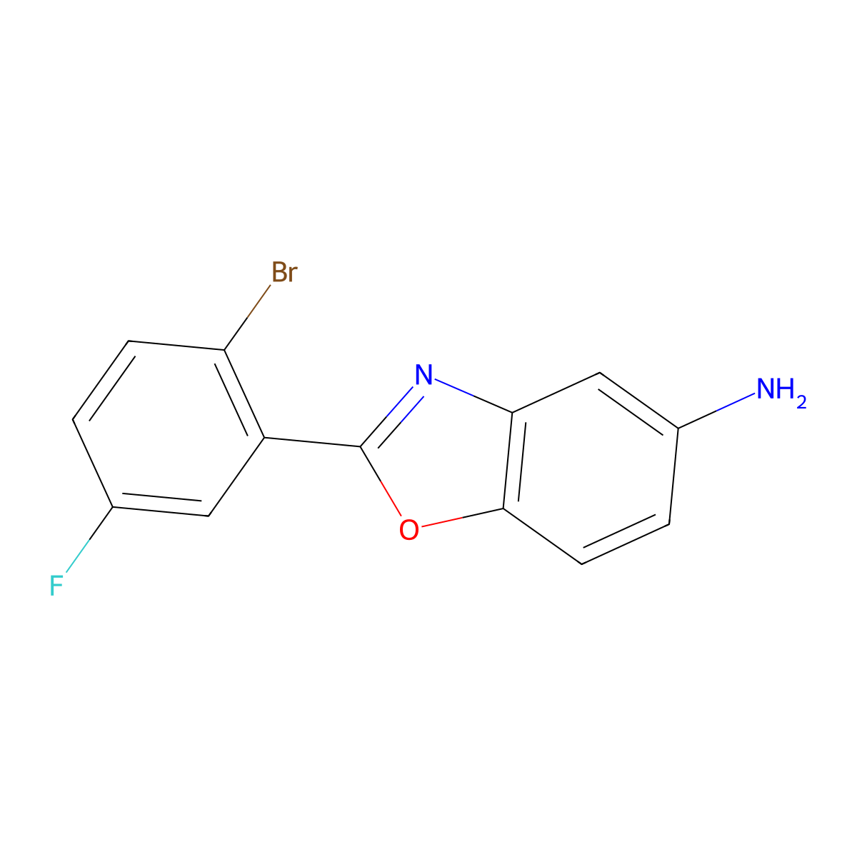 2-(2-Bromo-5-fluorophenyl)-1,3-benzoxazol-5-amine molecular structure, CAS 1016507-27-9