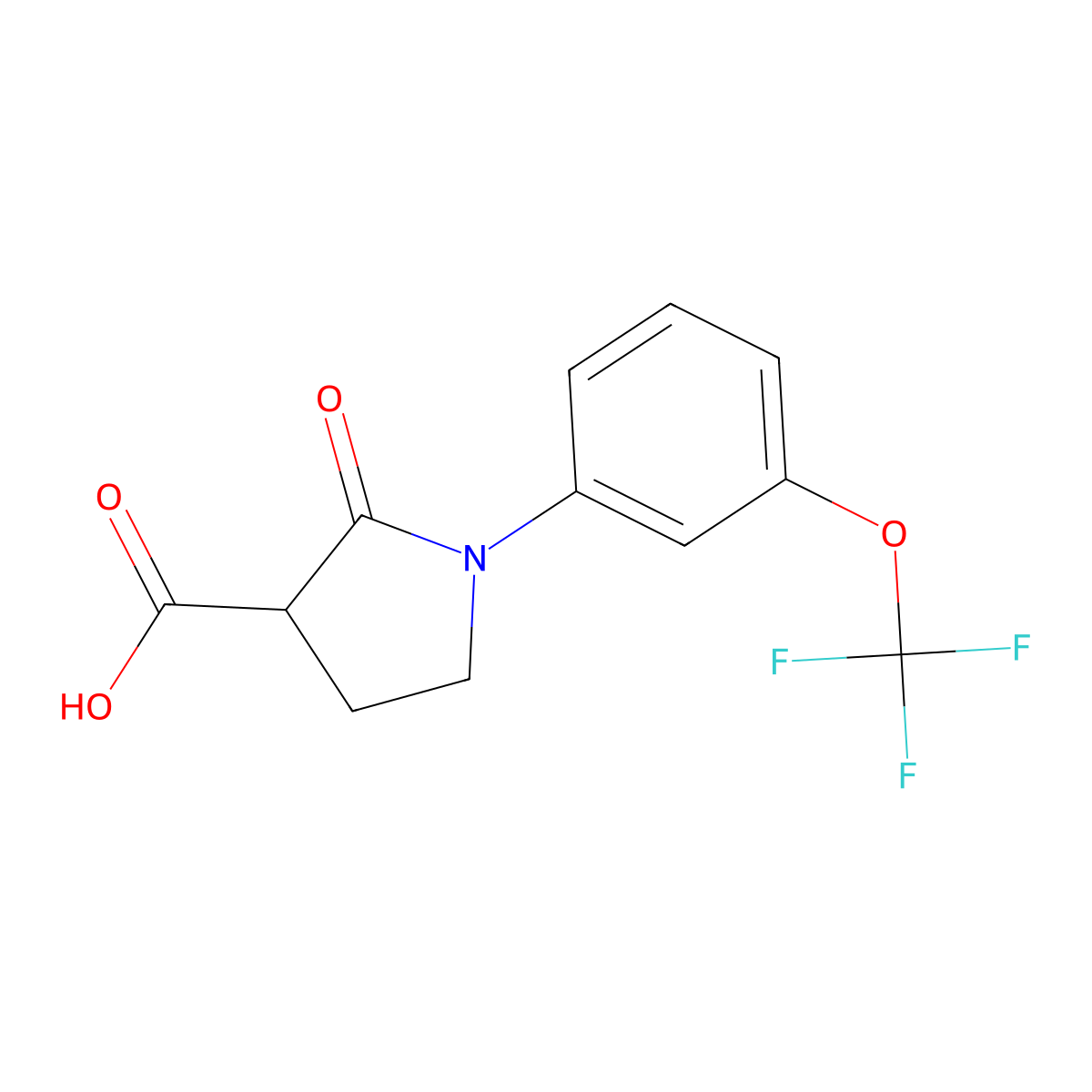 2-Oxo-1-[3-(trifluoromethoxy)phenyl]pyrrolidine-3-carboxylic acid molecular structure, CAS 1016508-24-9