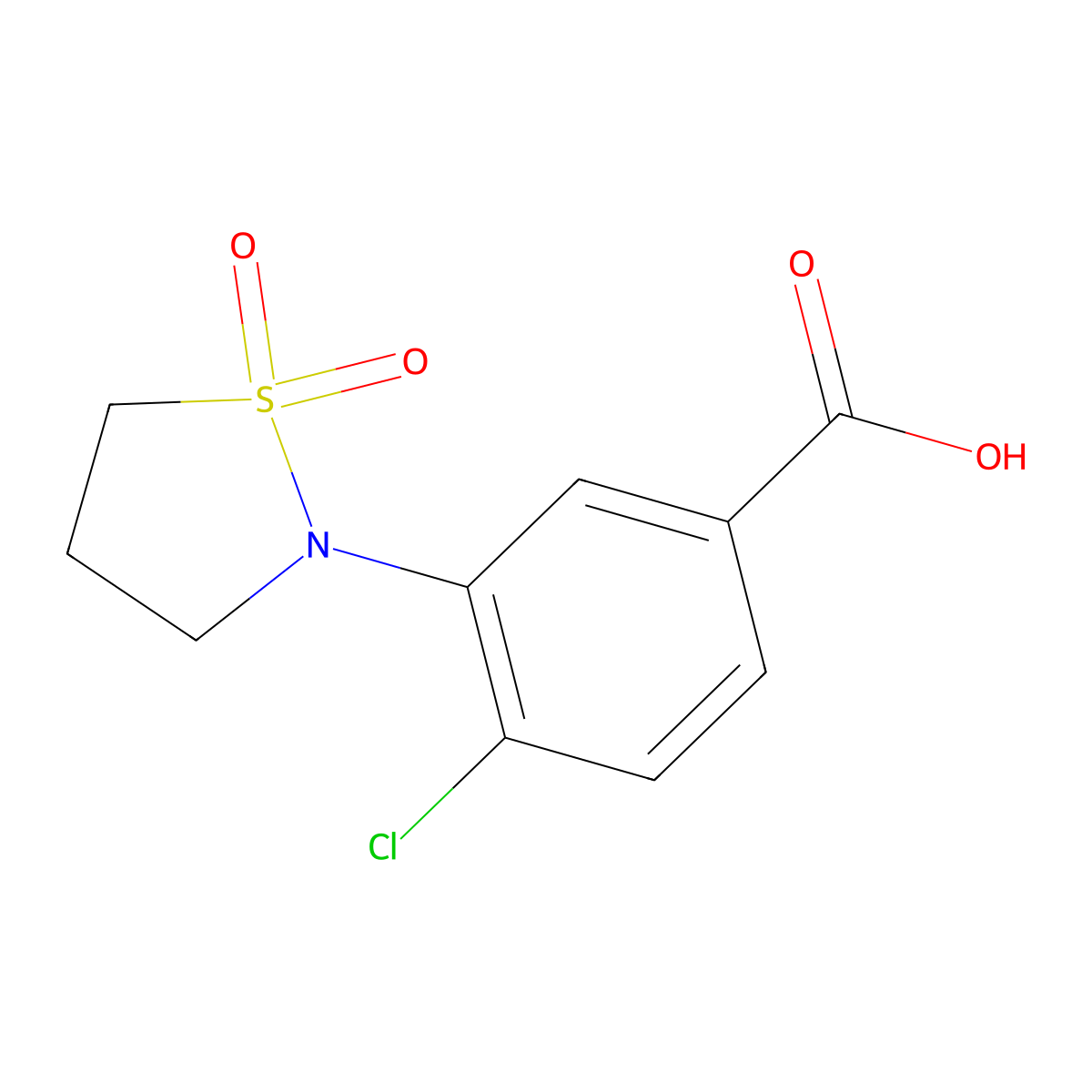 4-Chloro-3-(1,1-dioxo-1lambda6,2-thiazolidin-2-yl)benzoic acid molecular structure, CAS 1016508-33-0