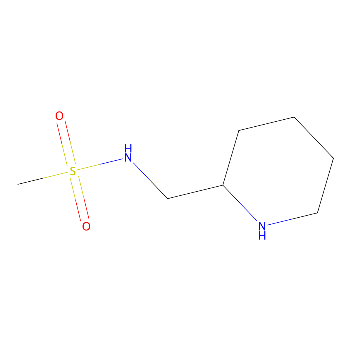 N-((piperidin-2-yl)methyl)methanesulfonamide molecular structure, CAS 1016509-49-1