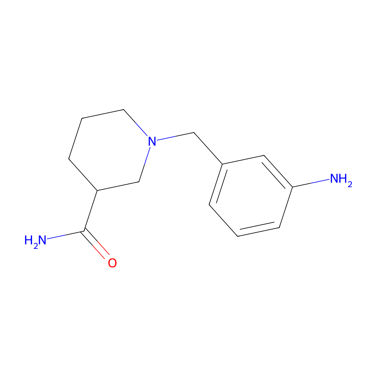 1-((3-Aminophenyl)methyl)piperidine-3-carboxamide molecular structure, CAS 1016509-83-3