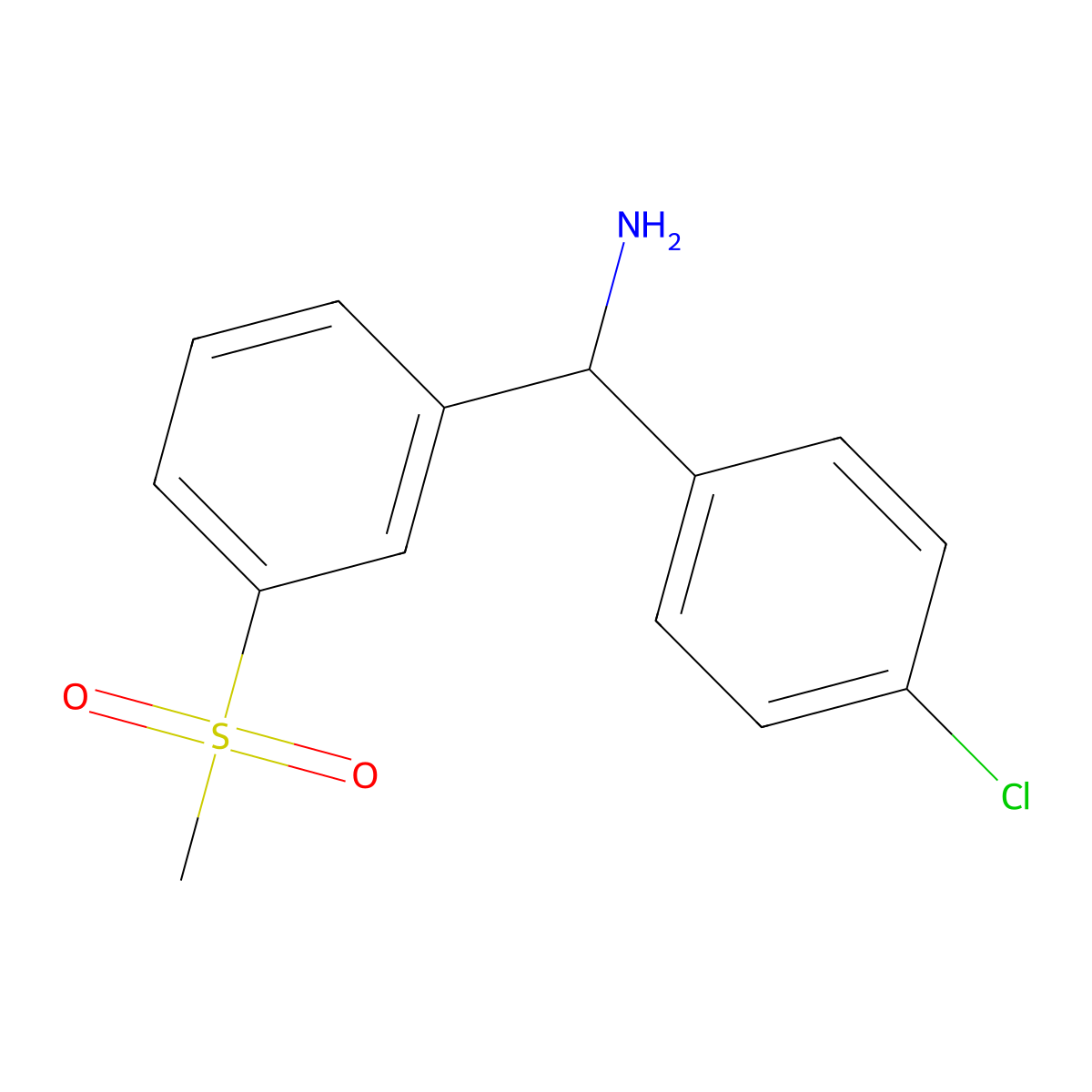 (4-Chlorophenyl)(3-methanesulfonylphenyl)methanamine molecular structure, CAS 1016509-93-5