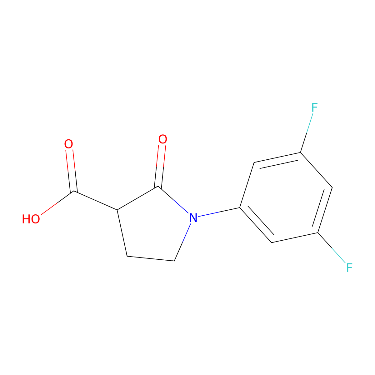 1-(3,5-Difluorophenyl)-2-oxopyrrolidine-3-carboxylic acid molecular structure, CAS 1016509-99-1