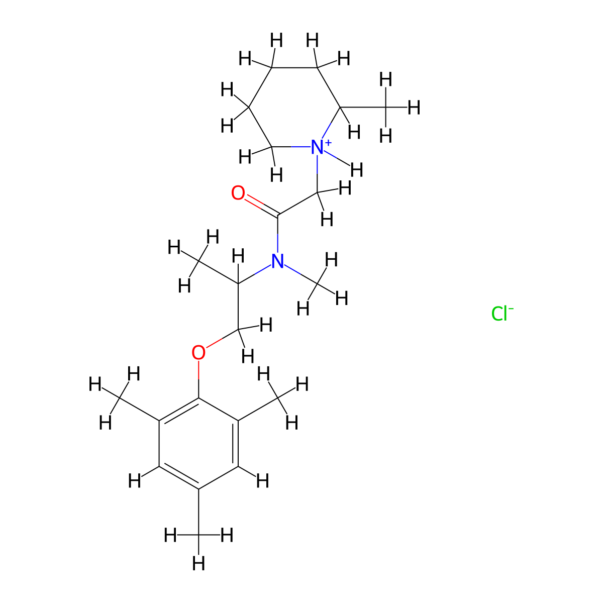 Acetamide, N-(1-mesityloxy-2-propyl)-N-methyl-2-(2-methylpiperidino)-, hydrochloride molecular structure, CAS 101651-36-9