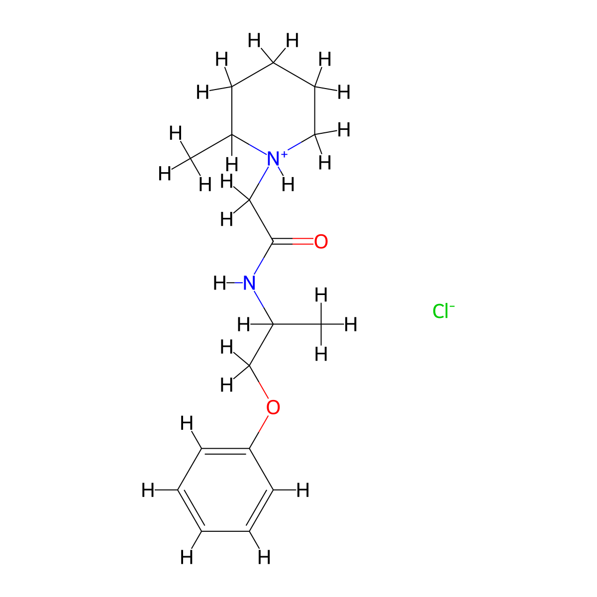 Acetamide, N-(1-phenoxy-2-propyl)-2-(2-methylpiperidino)-, hydrochloride molecular structure, CAS 101651-43-8