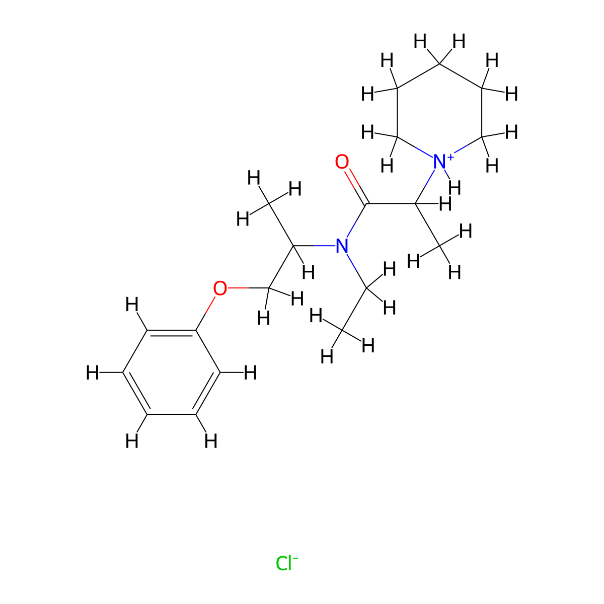 Acetamide, N-ethyl-2-(methylpiperidino)-N-(1-phenoxy-2-propyl)-, hydrochloride molecular structure, CAS 101651-79-0