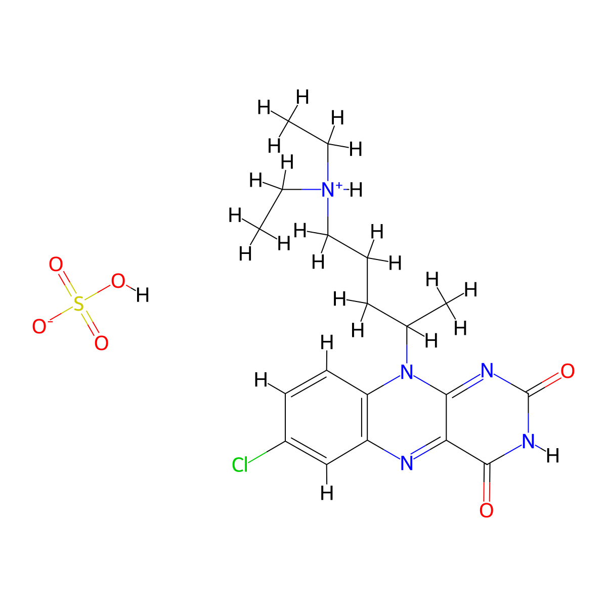 Isoalloxazine, 7-chloro-10-(4-(diethylamino)-1-methylbutyl)-, sulfate molecular structure, CAS 101651-92-7