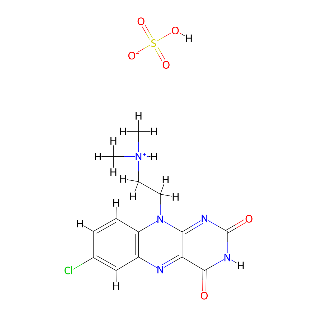Isoalloxazine, 7-chloro-10-(2-(dimethylamino)ethyl)-, sulfate molecular structure, CAS 101651-94-9