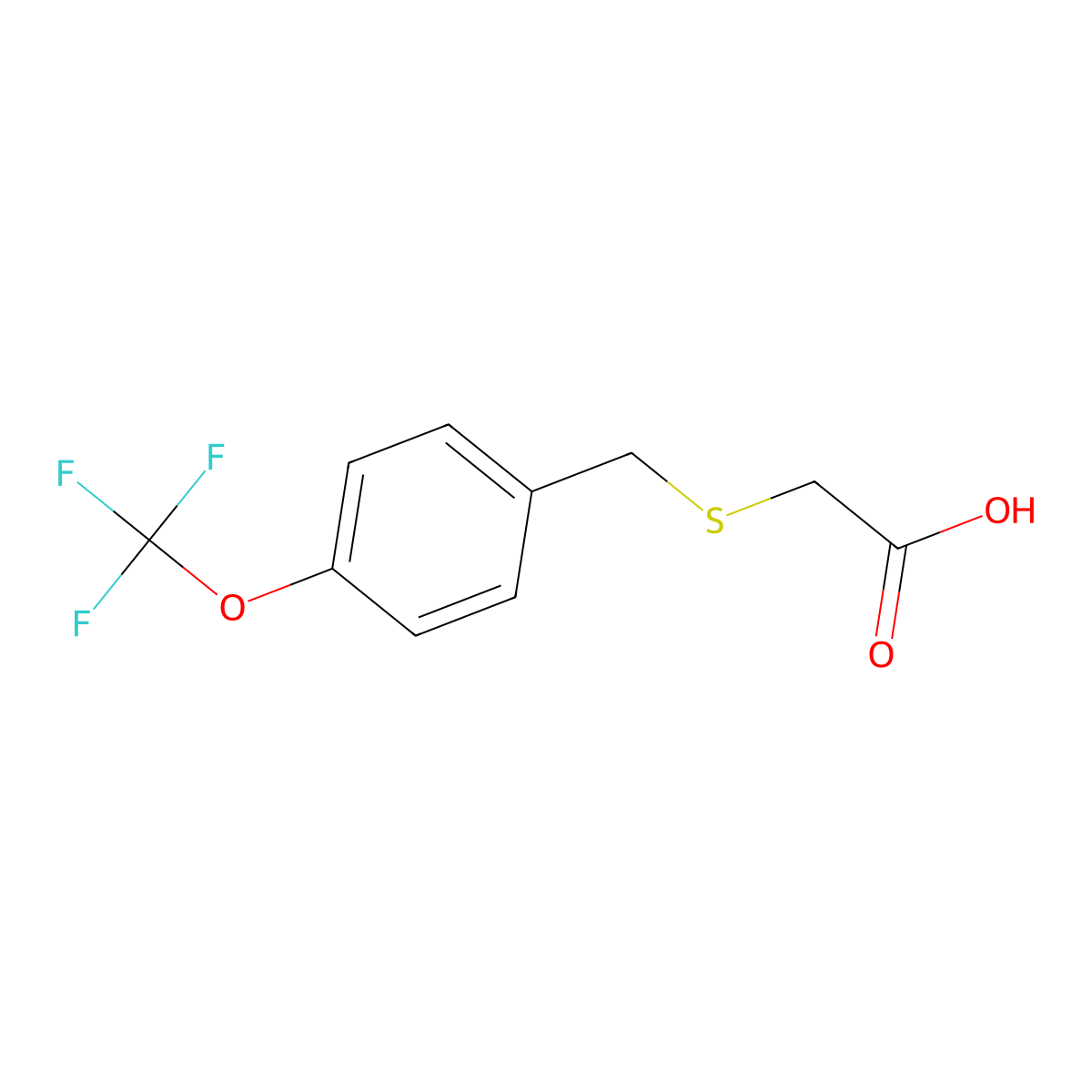 2-({[4-(Trifluoromethoxy)phenyl]methyl}sulfanyl)acetic acid molecular structure, CAS 1016514-45-6