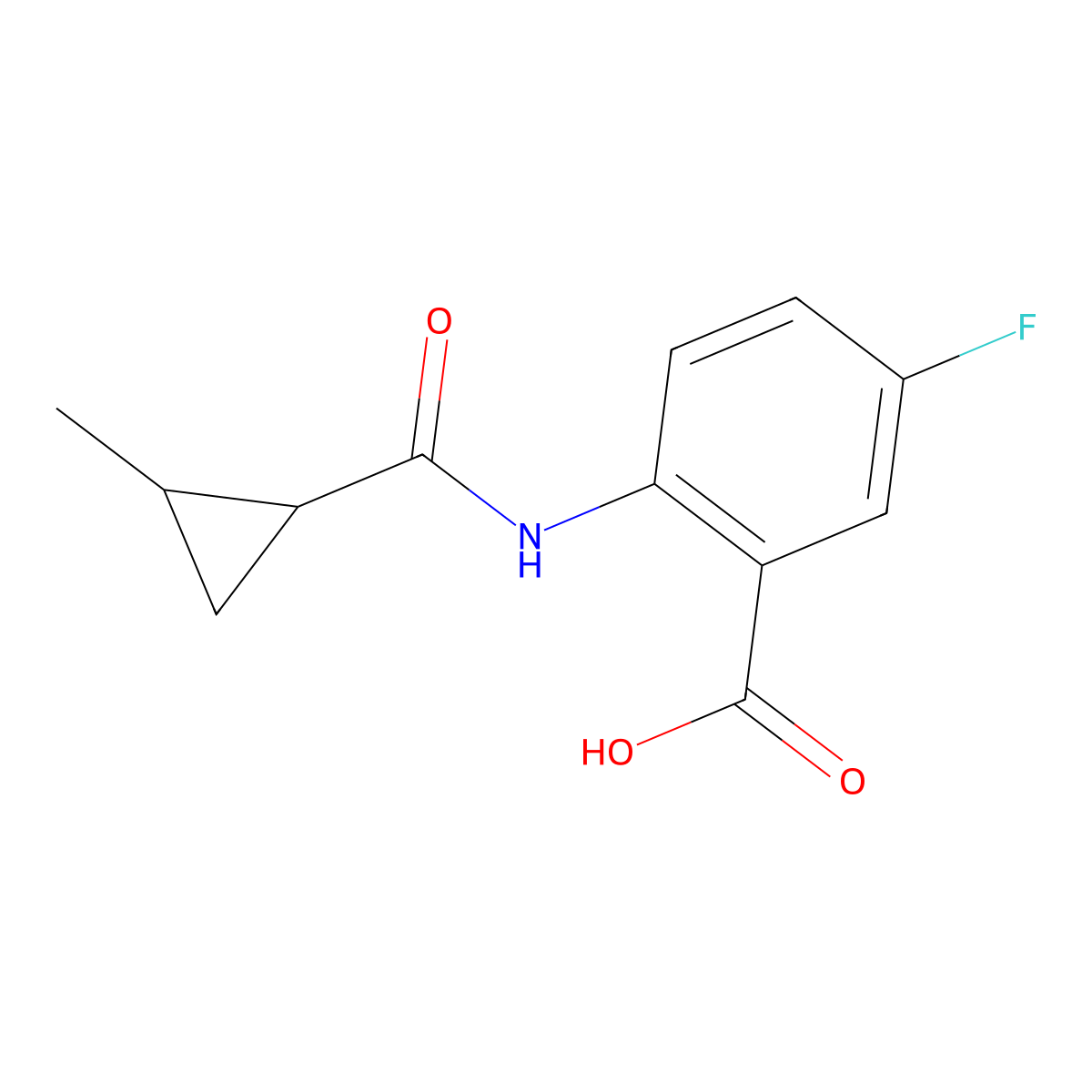 5-Fluoro-2-(2-methylcyclopropaneamido)benzoic acid molecular structure, CAS 1016514-73-0