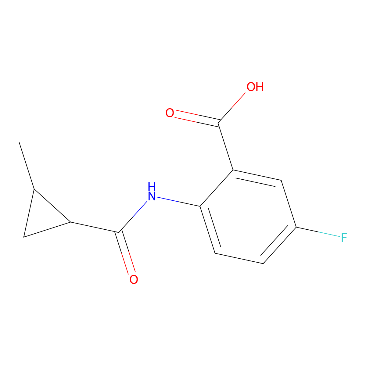5-Fluoro-2-(2-methylcyclopropaneamido)benzoic acid molecular structure, CAS 1016514-73-0