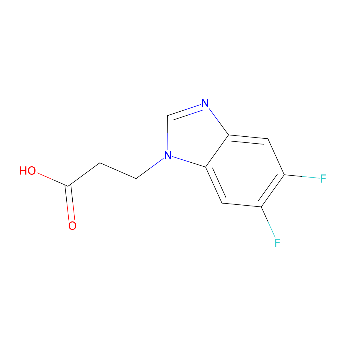 3-(5,6-difluoro-1H-1,3-benzodiazol-1-yl)propanoic acid molecular structure, CAS 1016515-68-6