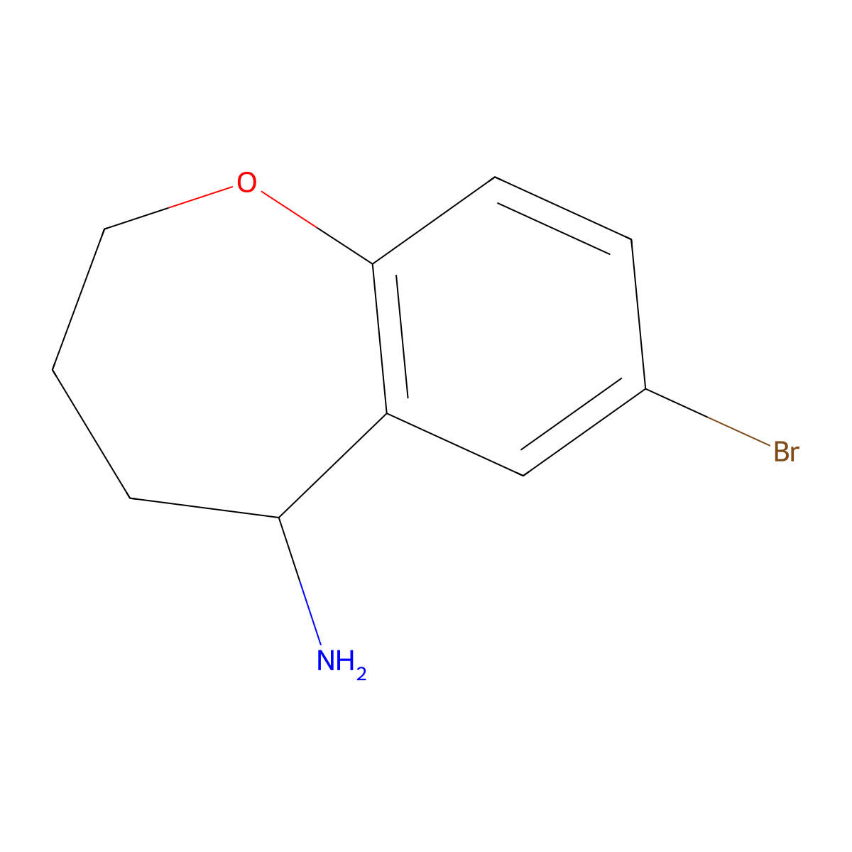 7-Bromo-2,3,4,5-tetrahydro-1-benzoxepin-5-amine molecular structure, CAS 1016516-09-8