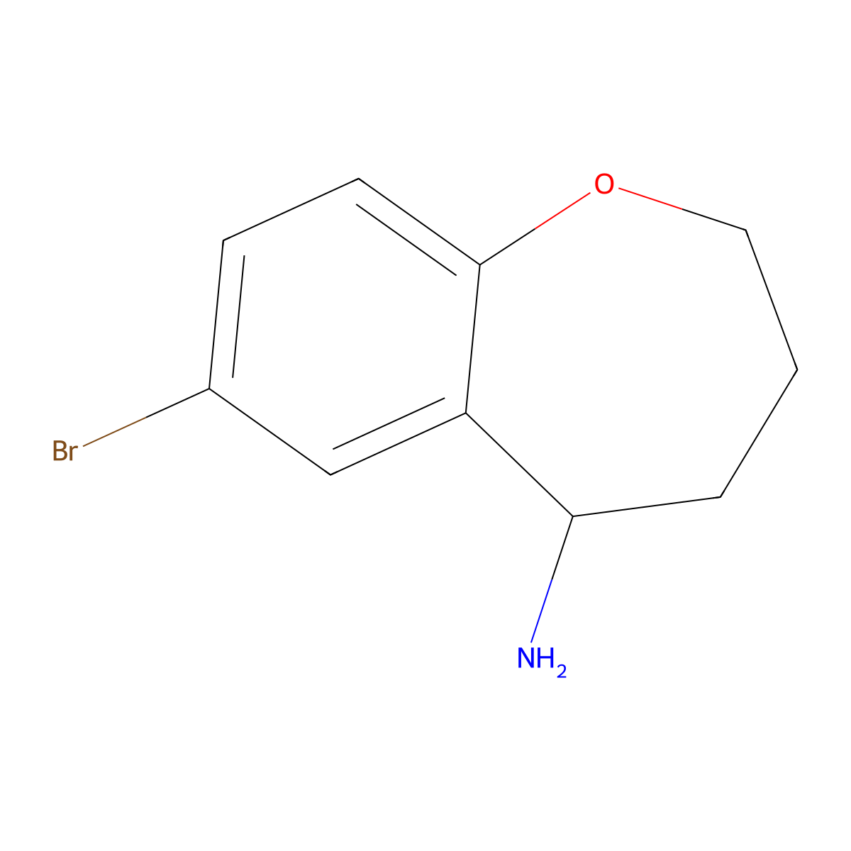 7-Bromo-2,3,4,5-tetrahydro-1-benzoxepin-5-amine molecular structure, CAS 1016516-09-8