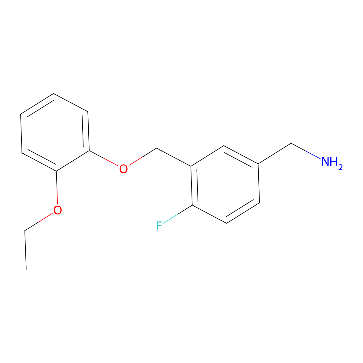 {3-[(2-Ethoxyphenoxy)methyl]-4-fluorophenyl}methanamine molecular structure, CAS 1016517-16-0