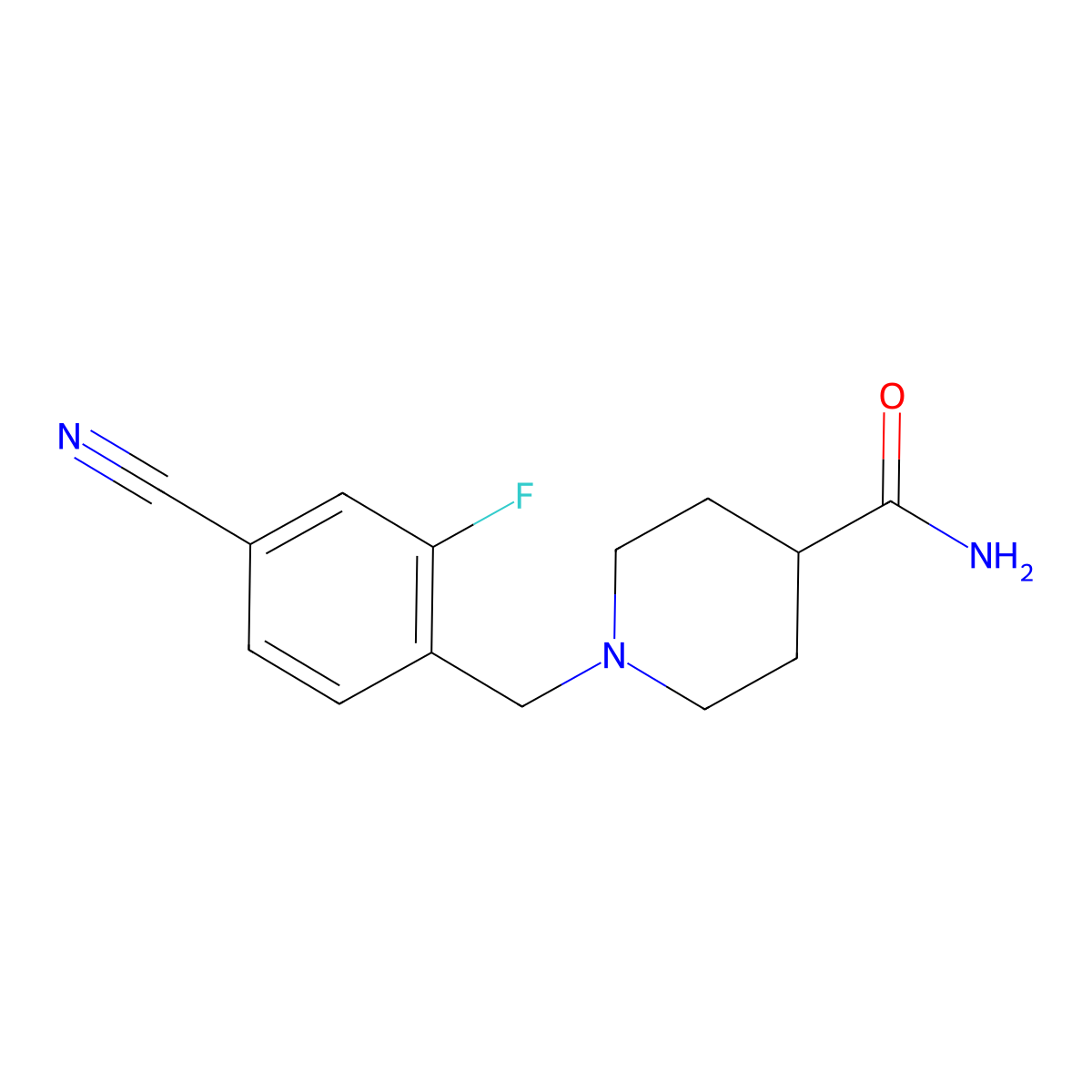 1-[(4-Cyano-2-fluorophenyl)methyl]piperidine-4-carboxamide molecular structure, CAS 1016517-73-9