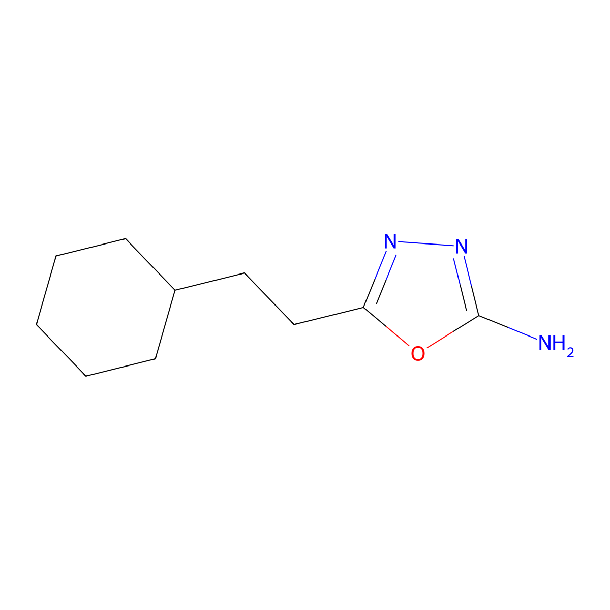5-(2-Cyclohexylethyl)-1,3,4-oxadiazol-2-amine molecular structure, CAS 1016517-81-9