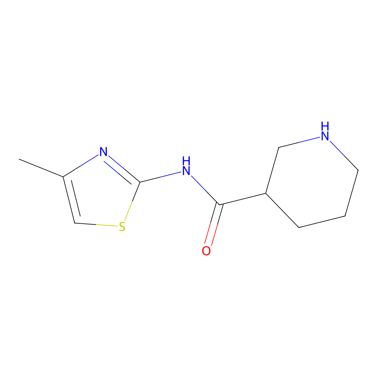 N-(4-methyl-1,3-thiazol-2-yl)piperidine-3-carboxamide molecular structure, CAS 1016518-92-5