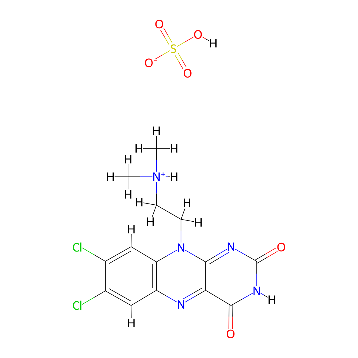 Isoalloxazine, 7,8-dichloro-10-(2-(dimethylamino)ethyl)-, sulfate molecular structure, CAS 101652-02-2
