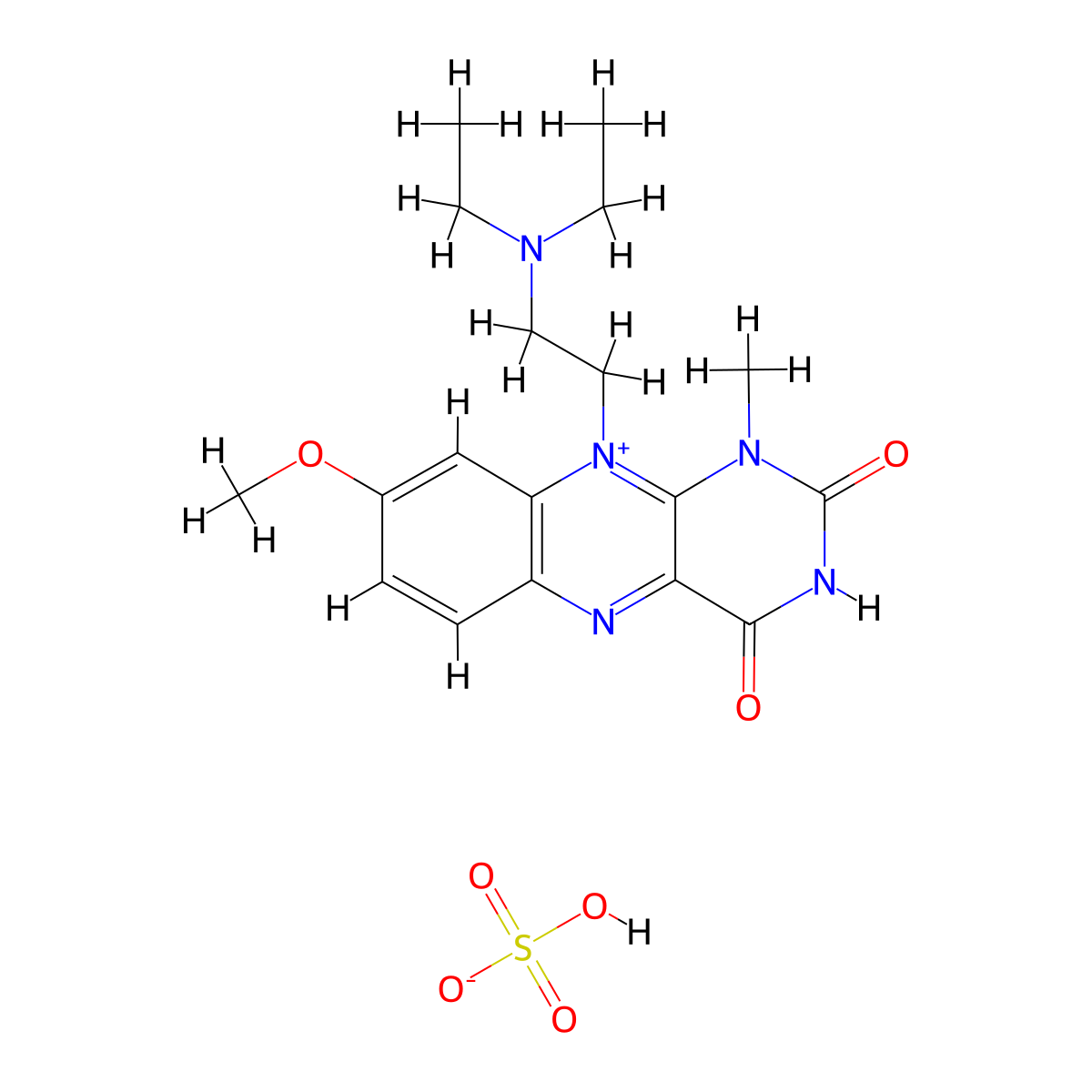 Isoalloxazine, 10-(2-(diethylamino)ethyl)-8-methoxy-7-methyl-, sulfate molecular structure, CAS 101652-09-9