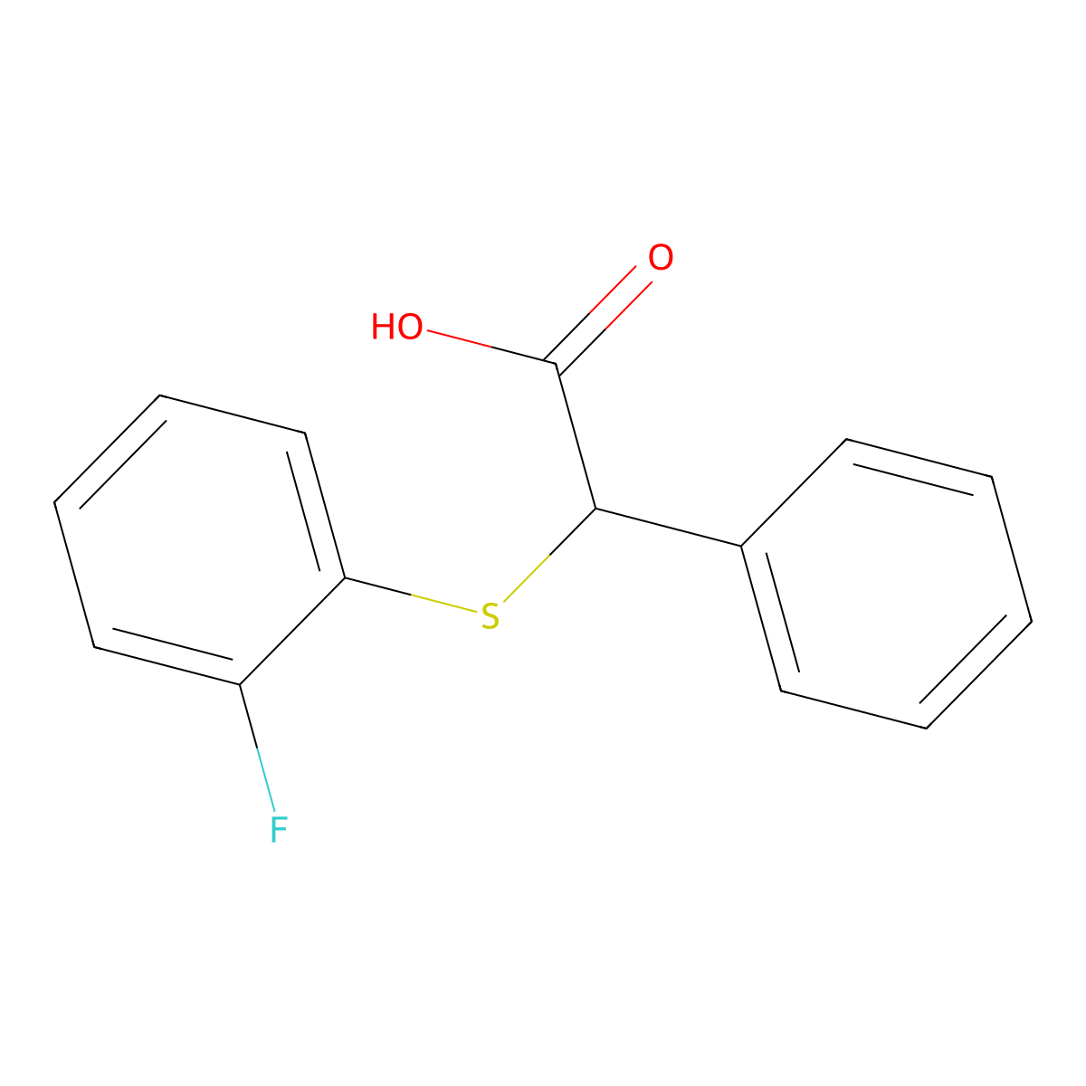 2-[(2-Fluorophenyl)sulfanyl]-2-phenylacetic acid molecular structure, CAS 1016521-82-6