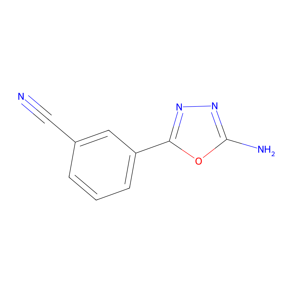 3-(5-Amino-1,3,4-oxadiazol-2-yl)benzonitrile molecular structure, CAS 1016521-87-1
