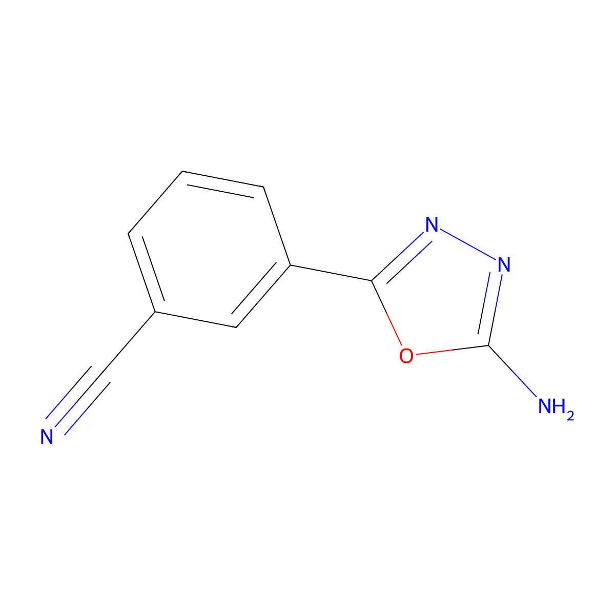 3-(5-Amino-1,3,4-oxadiazol-2-yl)benzonitrile molecular structure, CAS 1016521-87-1