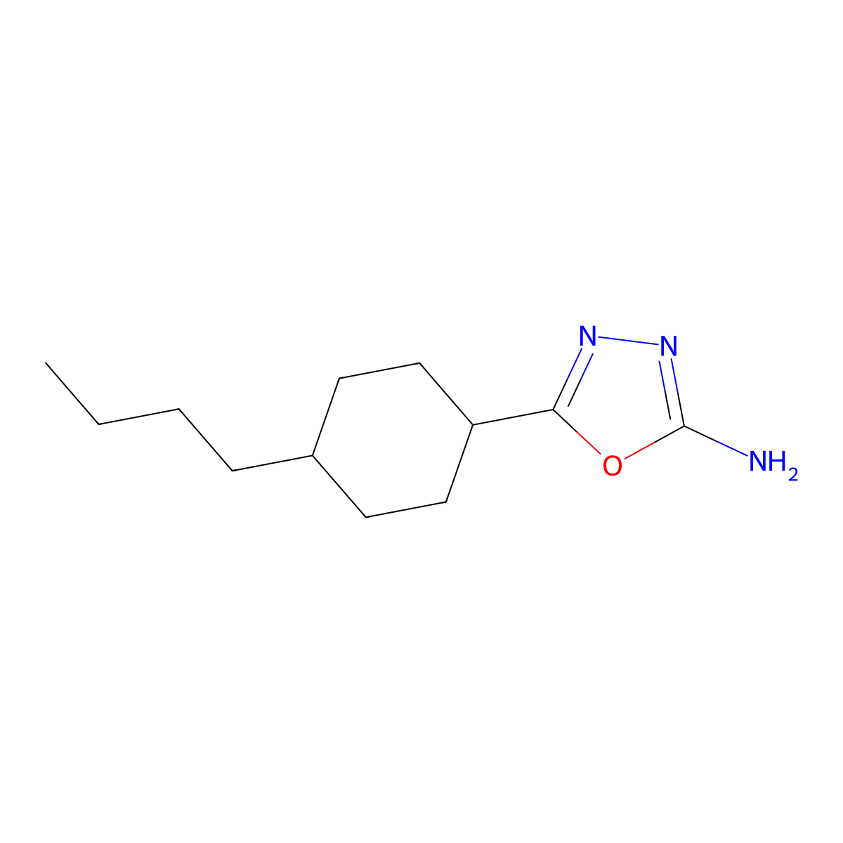 5-(4-Butylcyclohexyl)-1,3,4-oxadiazol-2-amine molecular structure, CAS 1016523-20-8
