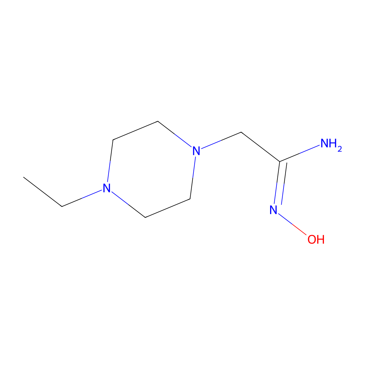 2-(4-ethylpiperazin-1-yl)-N'-hydroxyethanimidamide molecular structure, CAS 1016524-36-9
