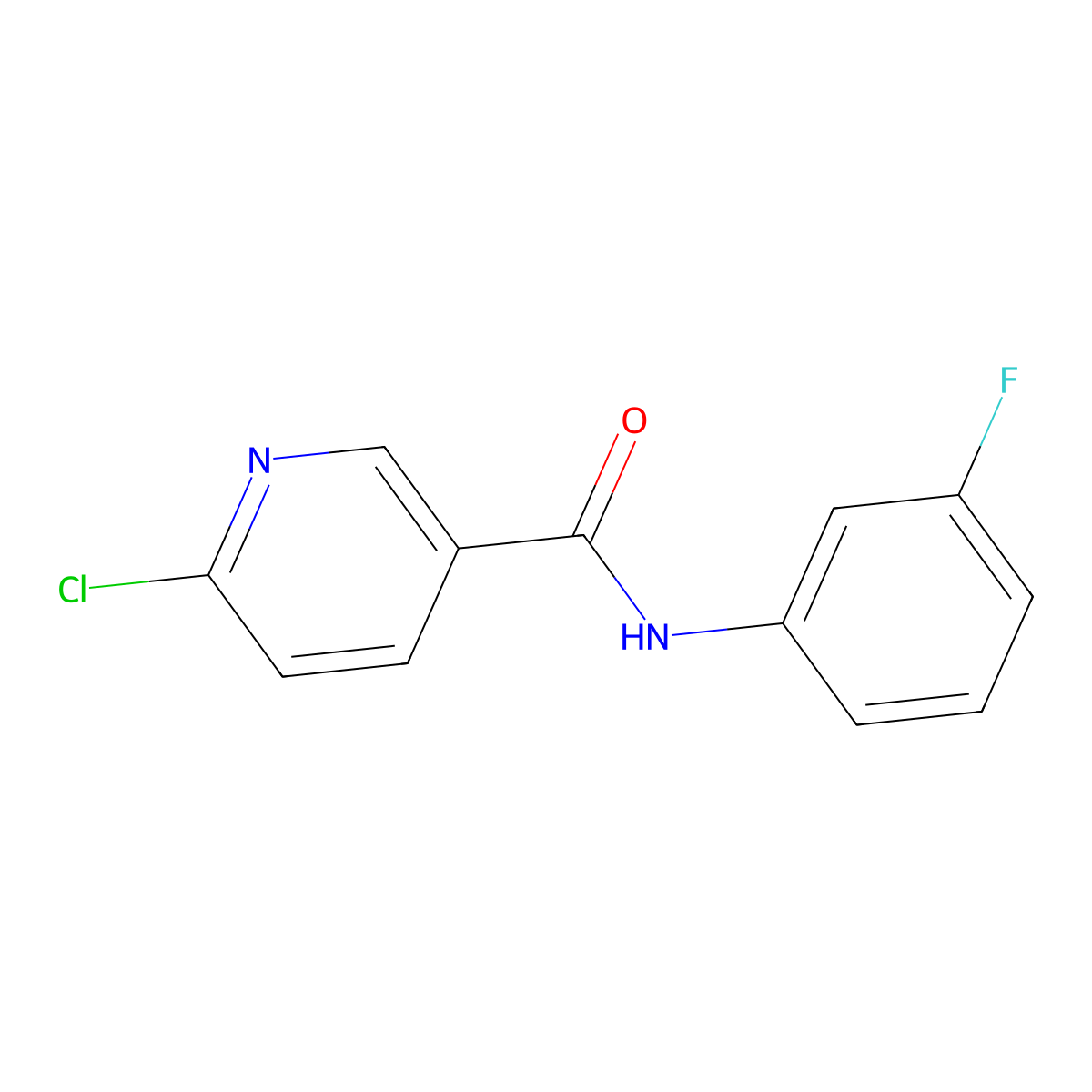 6-Chloro-N-(3-fluorophenyl)pyridine-3-carboxamide molecular structure, CAS 1016524-61-0