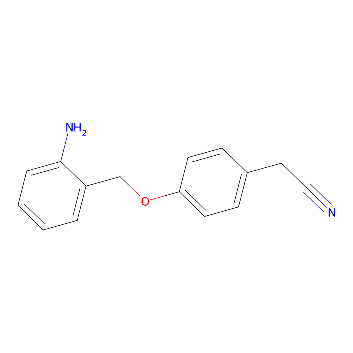 2-{4-[(2-Aminophenyl)methoxy]phenyl}acetonitrile molecular structure, CAS 1016525-01-1