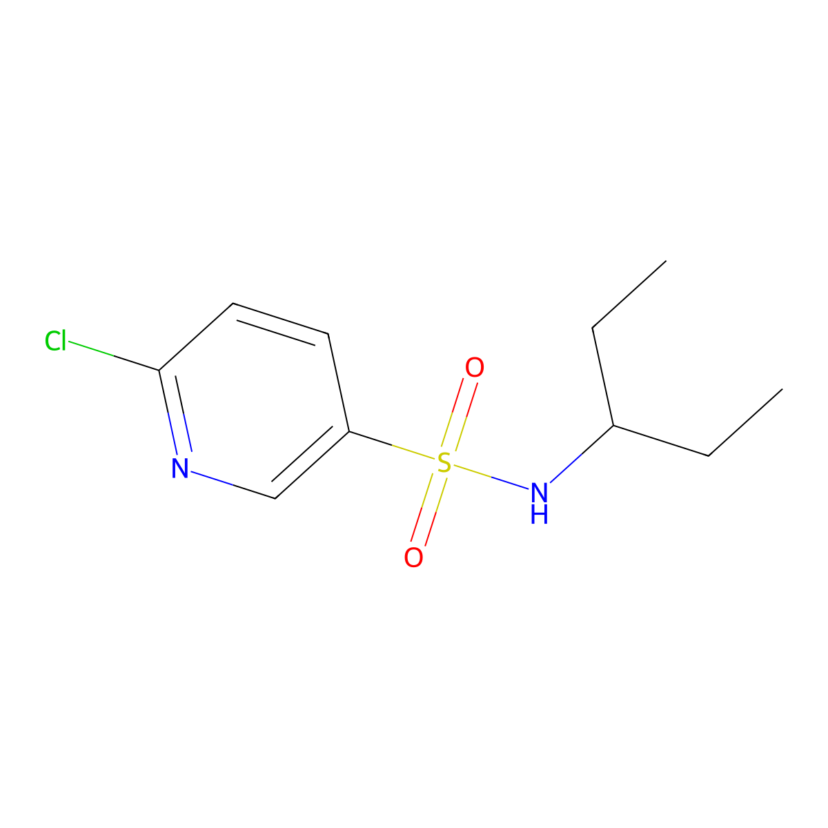 6-chloro-N-(pentan-3-yl)pyridine-3-sulfonamide molecular structure, CAS 1016525-95-3