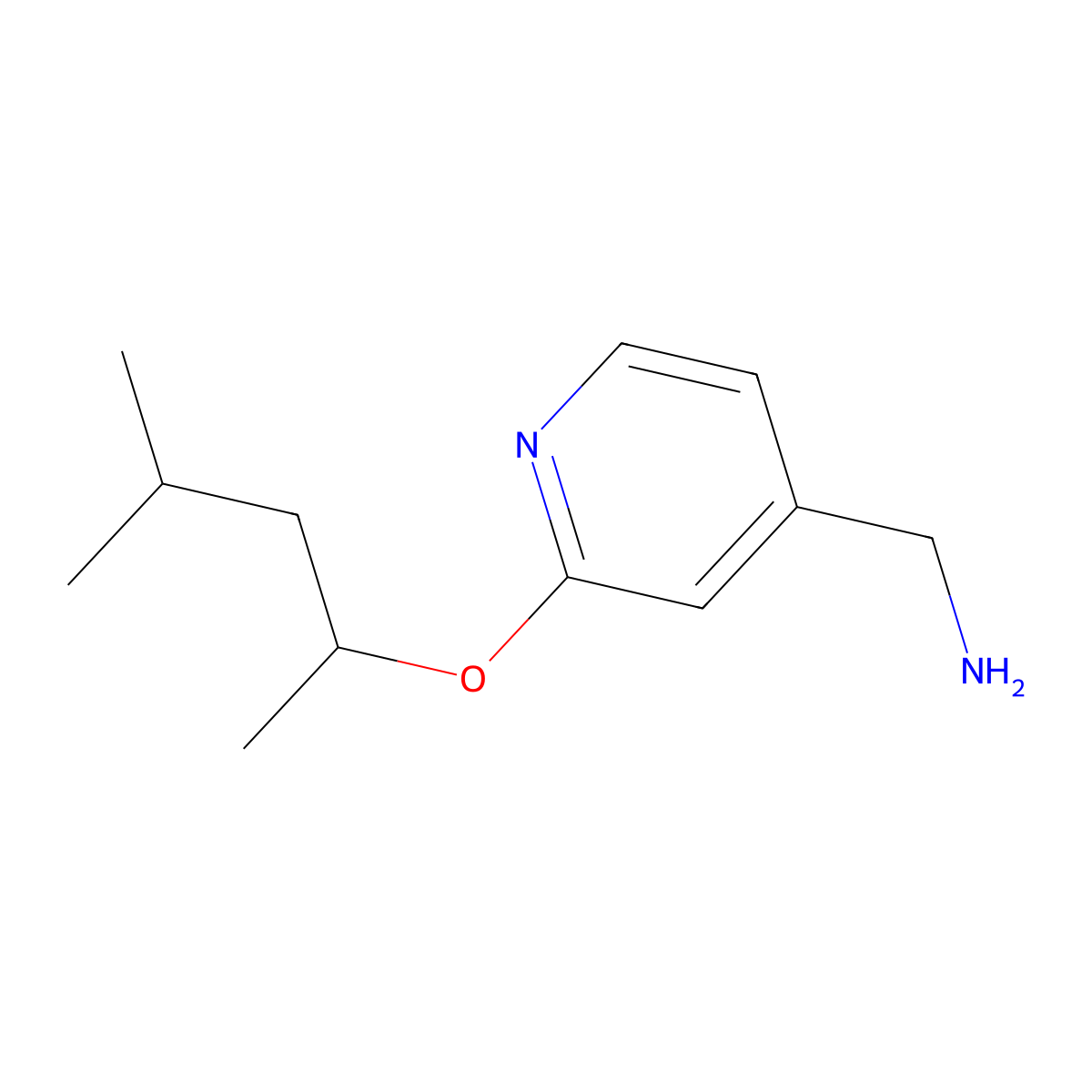 (2-((4-Methylpentan-2-yl)oxy)pyridin-4-yl)methanamine molecular structure, CAS 1016526-27-4