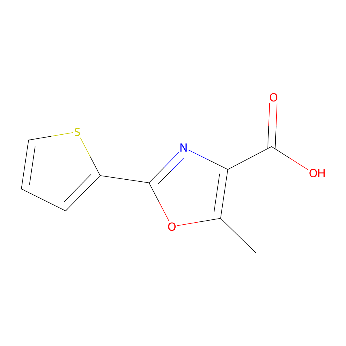 5-Methyl-2-(thiophen-2-yl)-1,3-oxazole-4-carboxylic acid molecular structure, CAS 1016526-89-8
