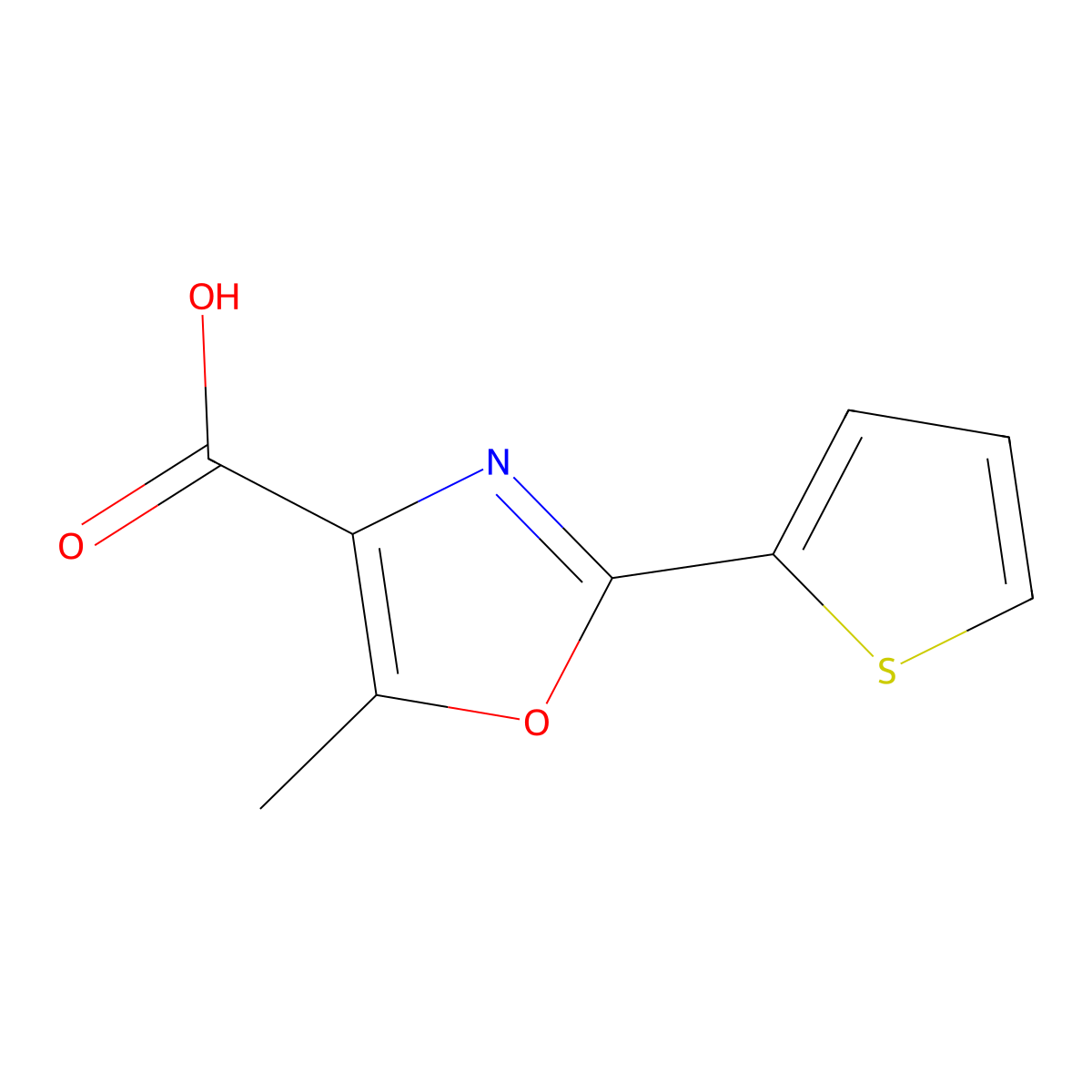 5-Methyl-2-(thiophen-2-yl)-1,3-oxazole-4-carboxylic acid molecular structure, CAS 1016526-89-8