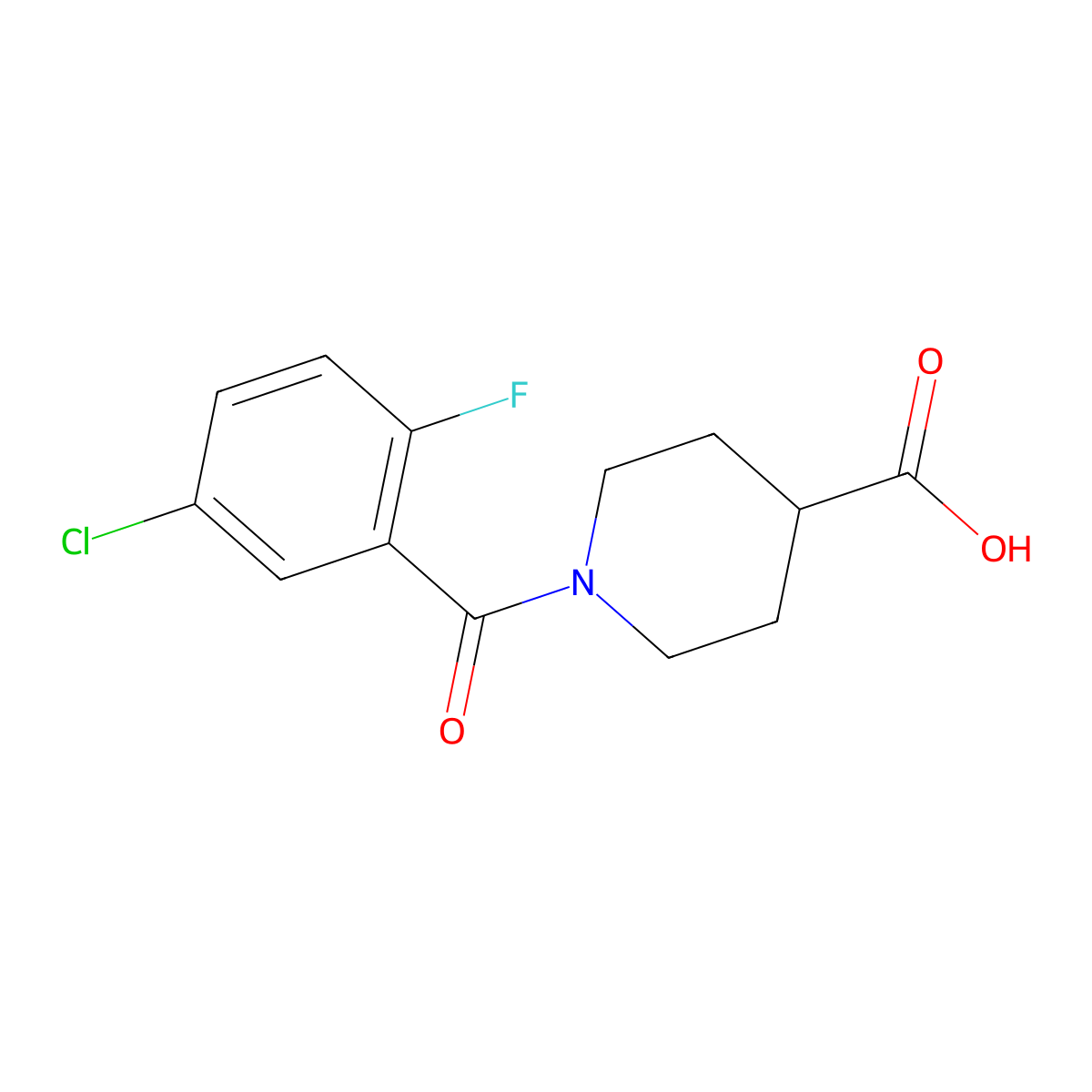1-(5-Chloro-2-fluorobenzoyl)piperidine-4-carboxylic acid molecular structure, CAS 1016527-84-6