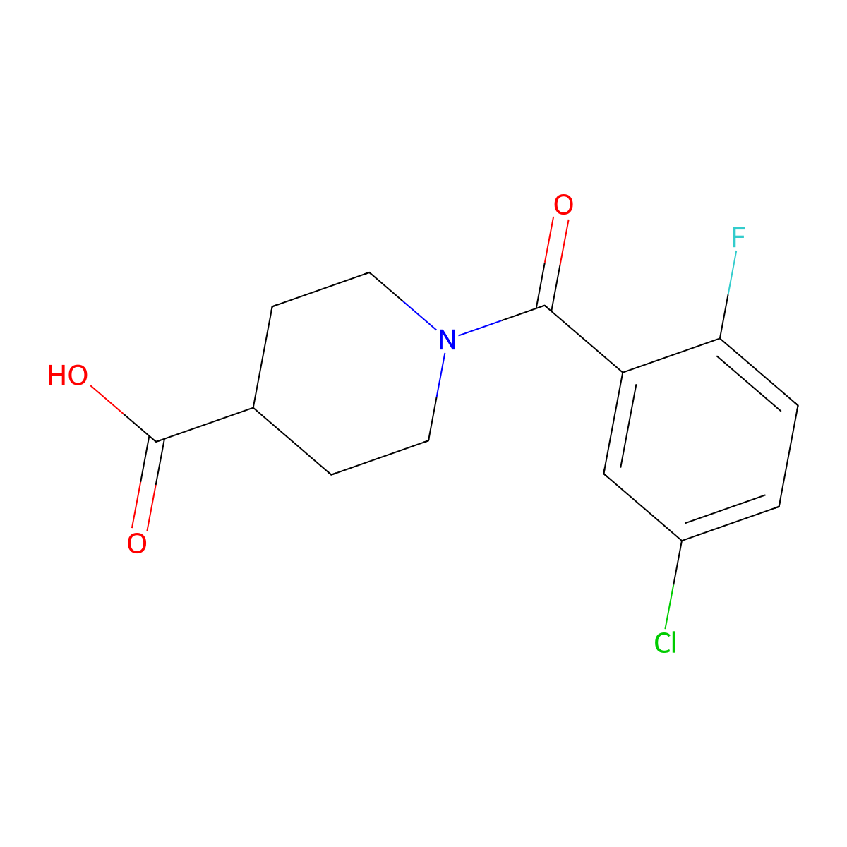 1-(5-Chloro-2-fluorobenzoyl)piperidine-4-carboxylic acid molecular structure, CAS 1016527-84-6