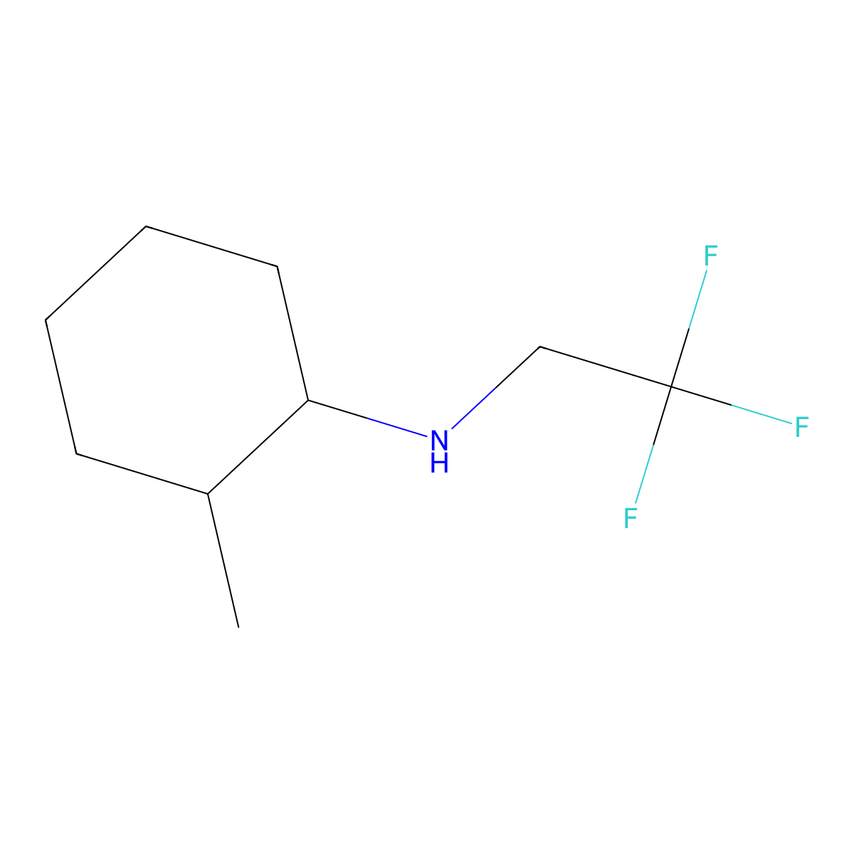 2-methyl-N-(2,2,2-trifluoroethyl)cyclohexan-1-amine molecular structure, CAS 1016528-01-0