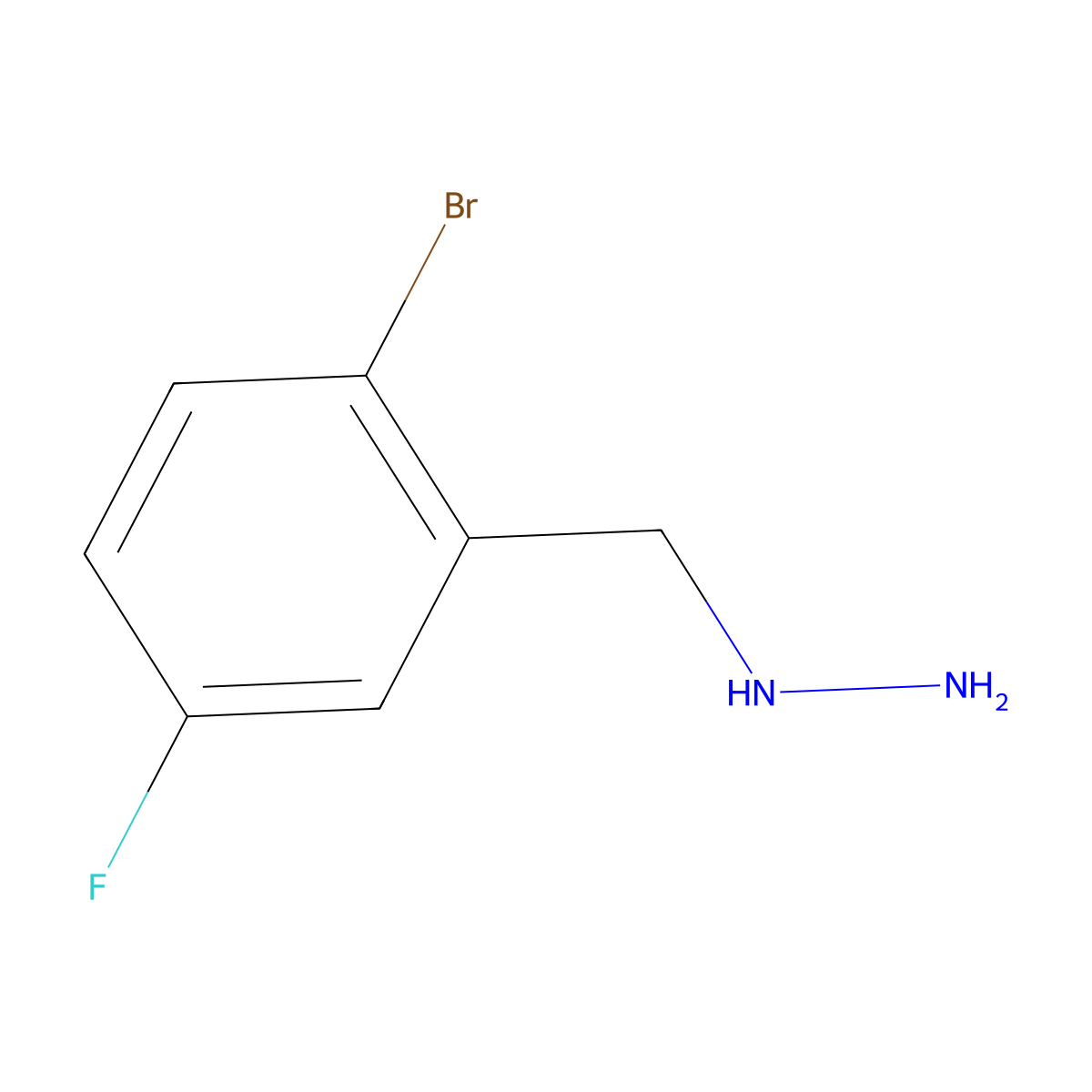 [(2-Bromo-5-fluorophenyl)methyl]hydrazine molecular structure, CAS 1016529-00-2
