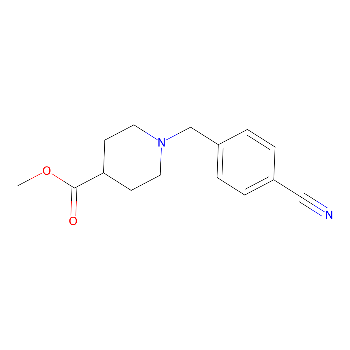 Methyl 1-[(4-cyanophenyl)methyl]piperidine-4-carboxylate molecular structure, CAS 1016530-32-7