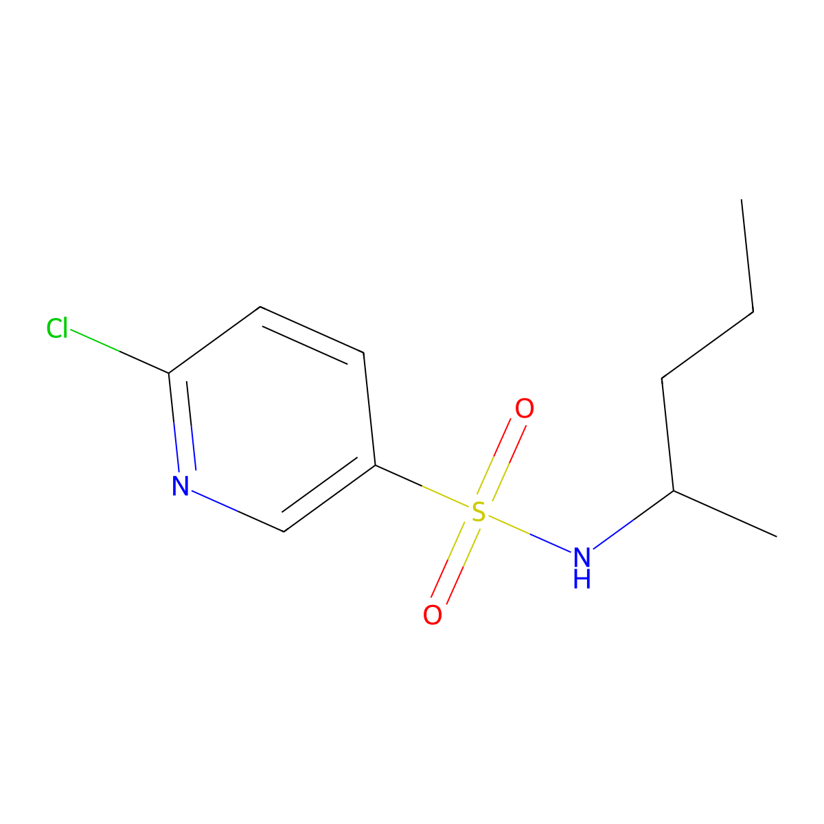 6-chloro-N-(pentan-2-yl)pyridine-3-sulfonamide molecular structure, CAS 1016531-70-6