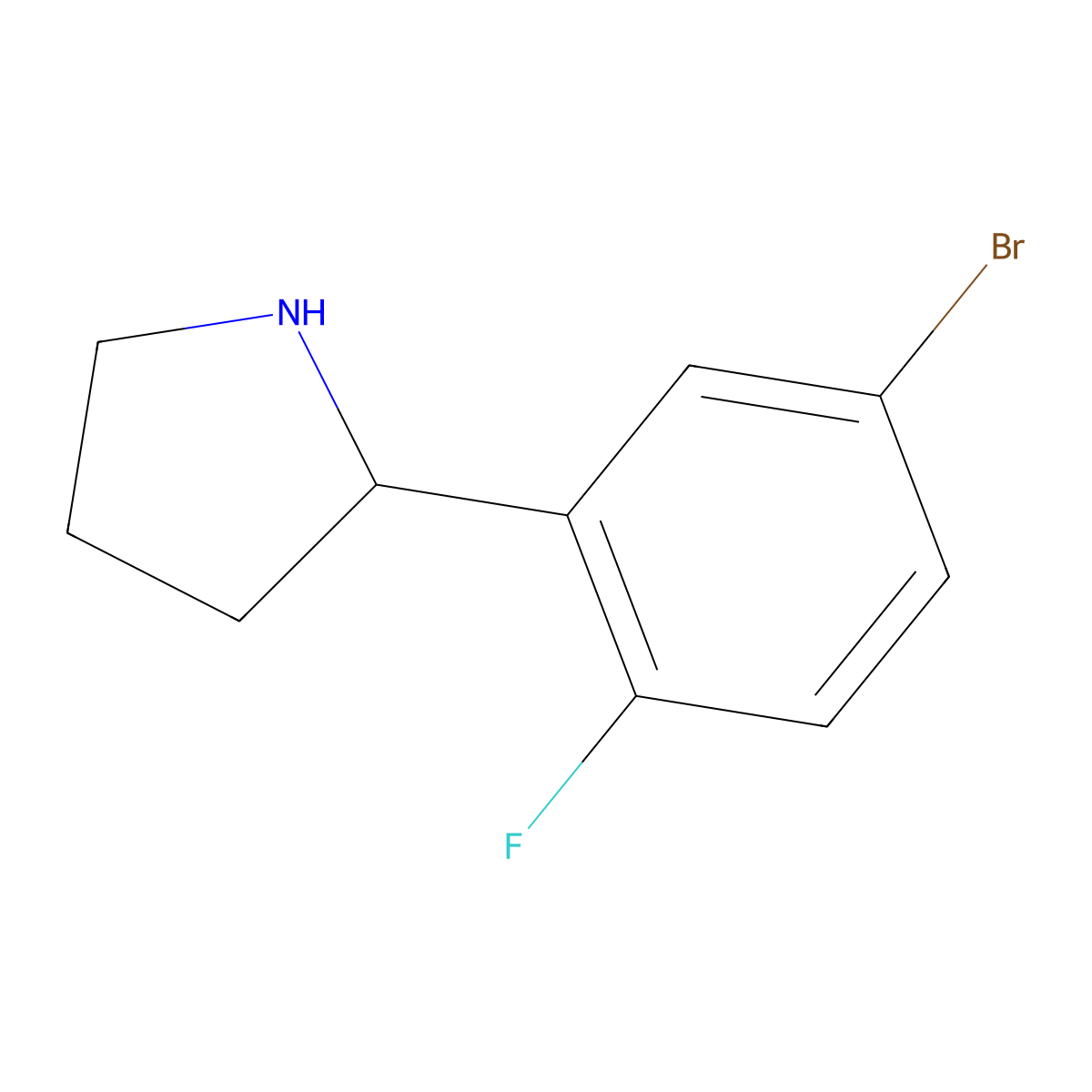 2-(5-Bromo-2-fluorophenyl)pyrrolidine molecular structure, CAS 1016535-20-8
