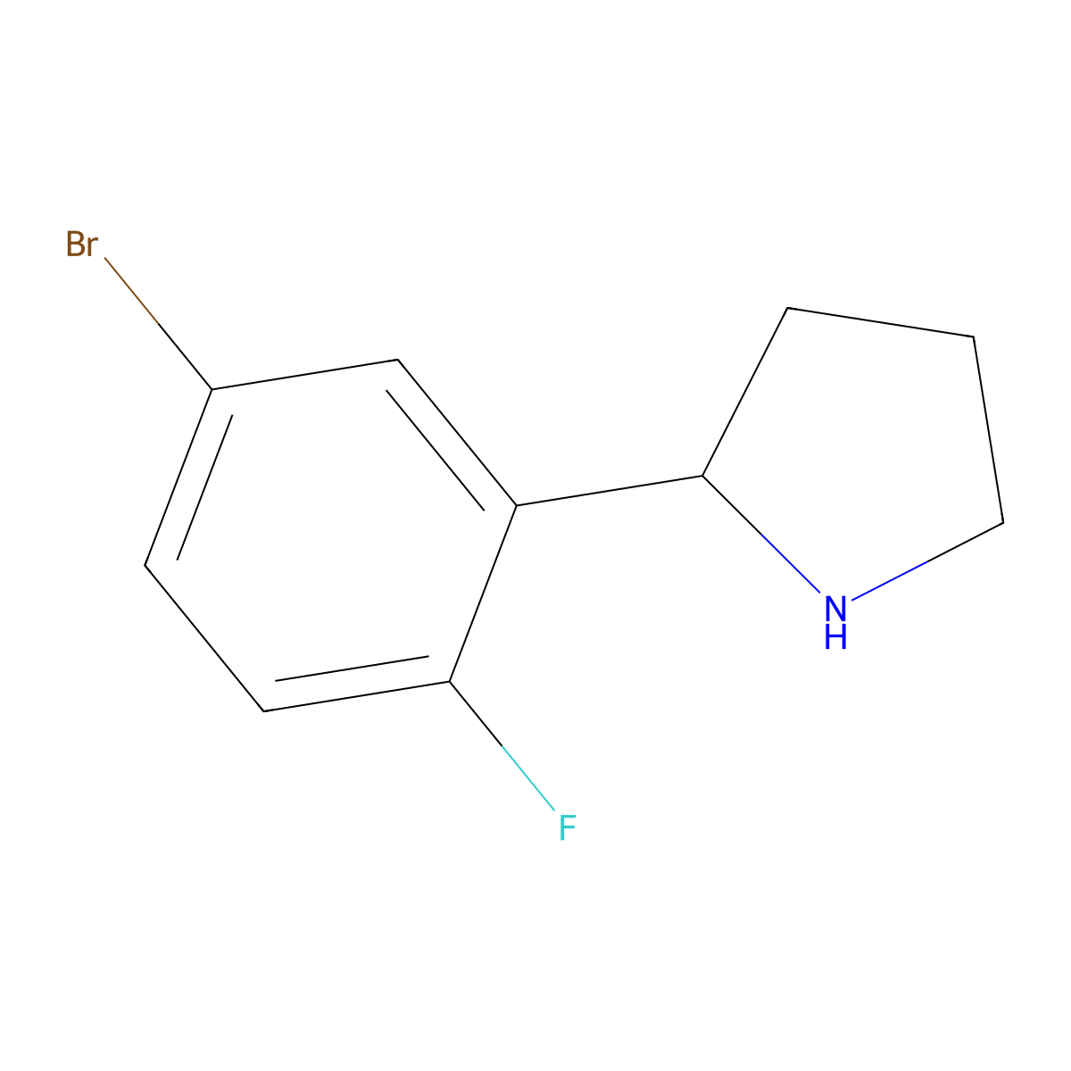 2-(5-Bromo-2-fluorophenyl)pyrrolidine molecular structure, CAS 1016535-20-8