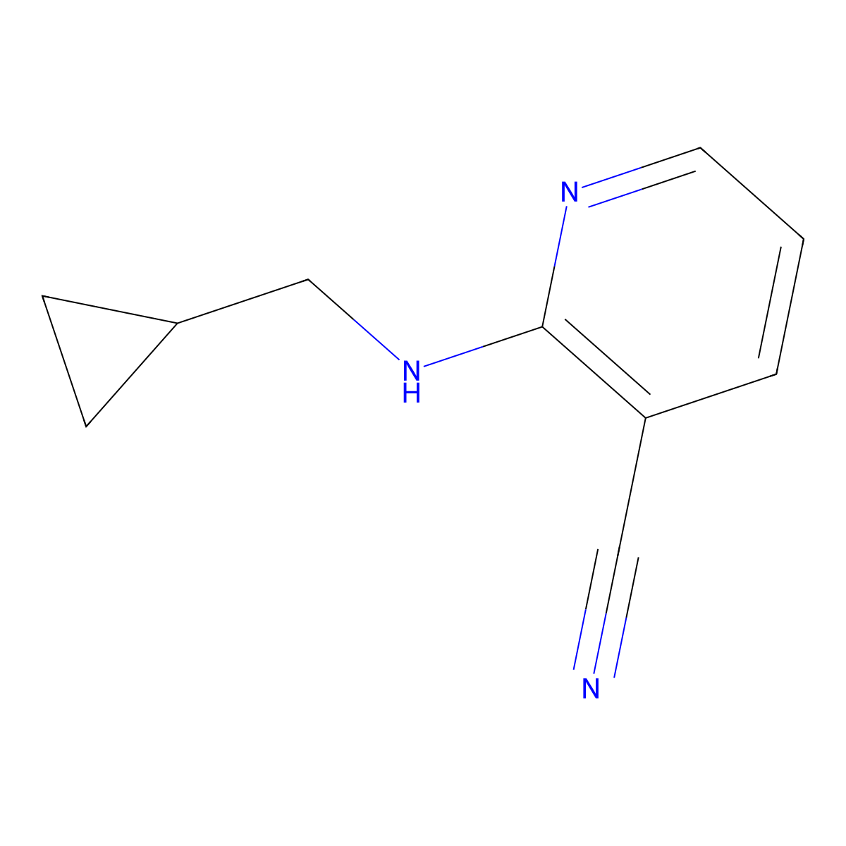 2-[(Cyclopropylmethyl)amino]-3-pyridinecarbonitrile molecular structure, CAS 1016536-67-6