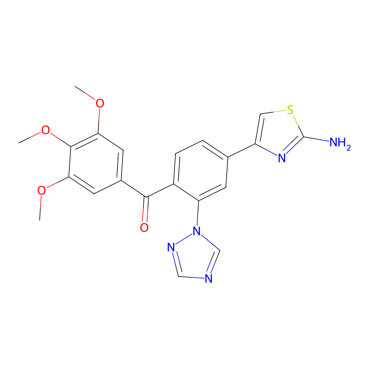 (4-(2-Aminothiazol-4-yl)-2-(1h-1,2,4-triazol-1-yl)phenyl)(3,4,5-trimethoxyphenyl)methanone molecular structure, CAS 1016543-77-3